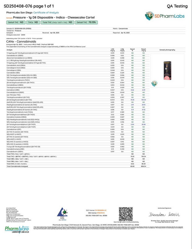 PRESSURE LOS ANGELES: ACES LIQUID DIAMOND DISPOSABLE - 1G