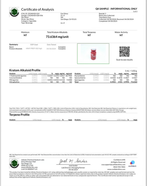 SIP OHMZ: 7-HYDROXYMITRAGYNINE SHOT - 60MG