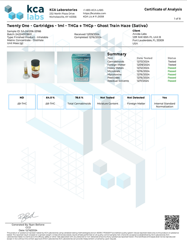 TWENTY ONE: THCA + THCP LIQUID DIAMOND CARTRIDGE - 1G