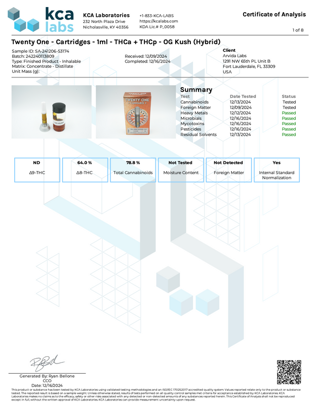 TWENTY ONE: THCA + THCP LIQUID DIAMOND CARTRIDGE - 1G