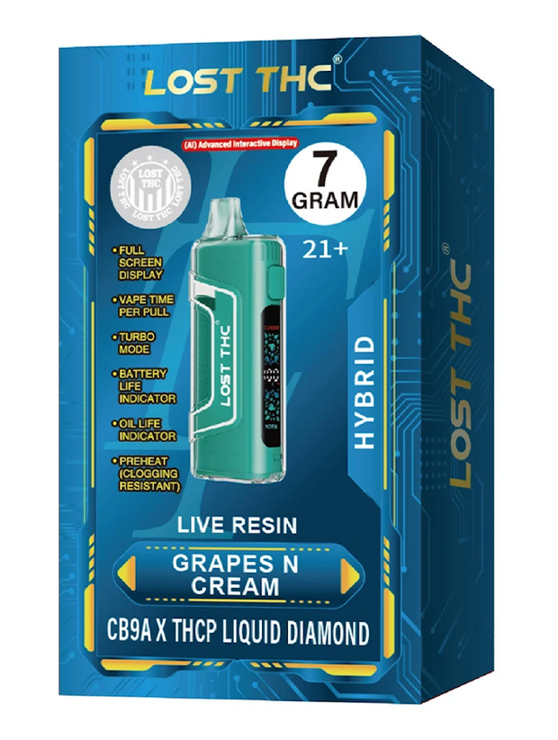 LOST THC: CB9A X THCP LIQUID DIAMOND DISPOSABLE - 7G