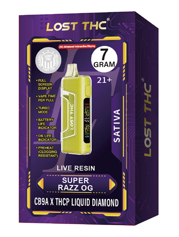 LOST THC: CB9A X THCP LIQUID DIAMOND DISPOSABLE - 7G