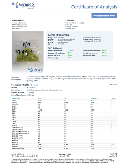 WYLD: SOUR APPLE ACTIVE GUMMIES - 100MG