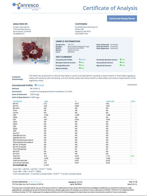 WYLD: BLOOD ORANGE BLISS GUMMIES - 100MG