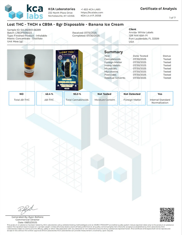 LOST THC: THCP + THCH CURVE SCREEN DISPOSABLE - 8G
