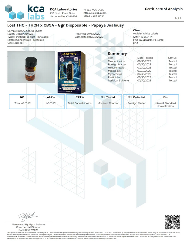 LOST THC: THCP + THCH CURVE SCREEN DISPOSABLE - 8G