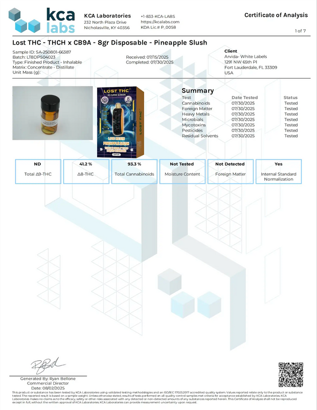 LOST THC: THCP + THCH CURVE SCREEN DISPOSABLE - 8G
