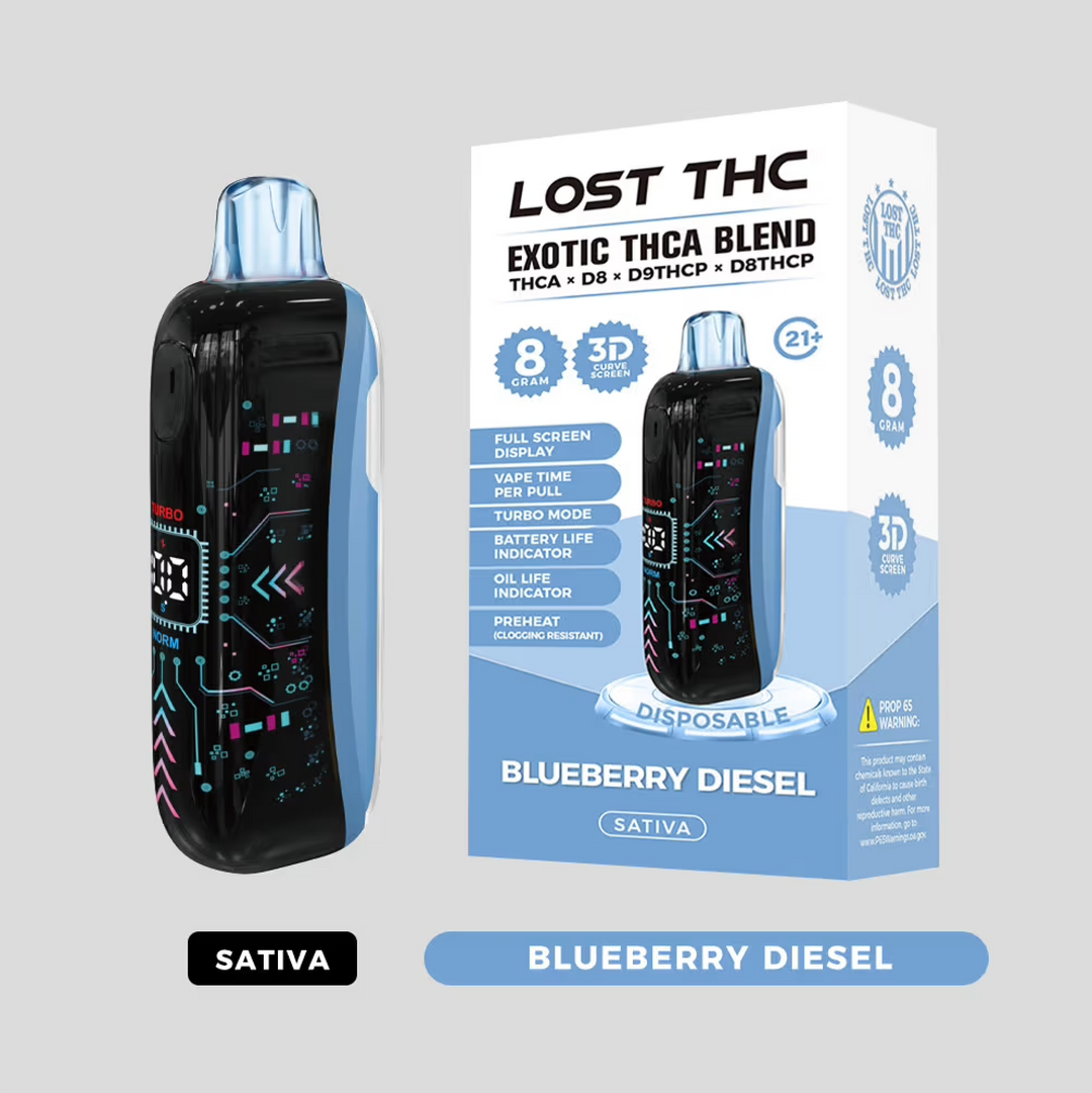LOST THC: EXOTIC THCA BLEND LIQUID DIAMOND CURVED SCREEN DISPSOABLE
