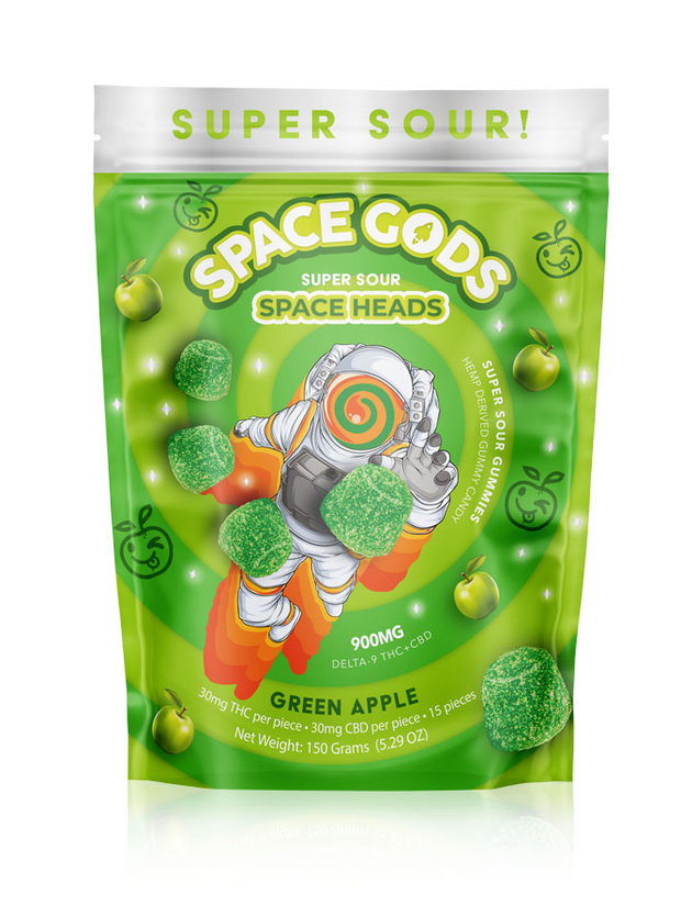 SPACE GODS - SUPER SOUR SPACE HEADS THC + CBD GUMMIES - 900MG