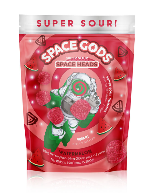 SPACE GODS: SUPER SOUR SPACE HEADS THC + CBD GUMMIES - 900MG