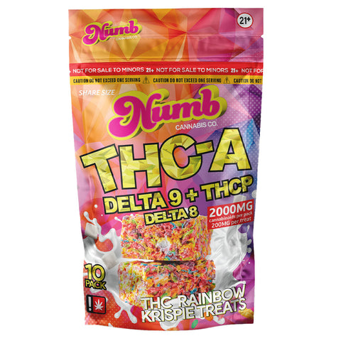 NUMB CANNABIS CO. - THC-A + DELTA 9 + THCP RAINBOW KRISPIE TREATS - 2000MG