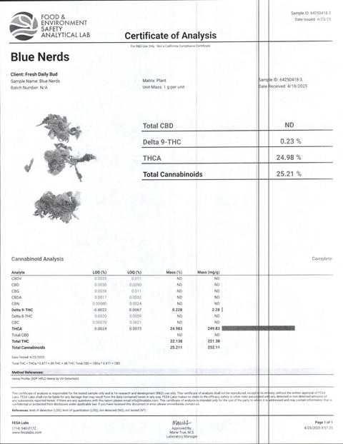 HOUSE THC-A FLOWER - BLUE NERDZ (HYBRID)