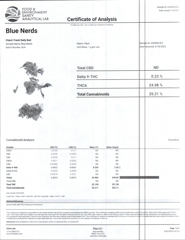 HOUSE THC-A FLOWER - BLUE NERDZ (HYBRID)