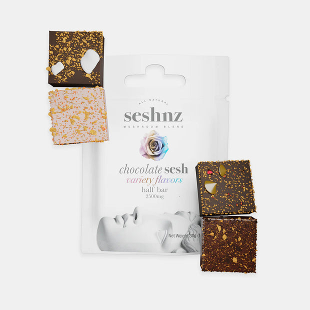 SESHNZ: ORGANIC CHOCOLATE MAGIC MUSHROOM HALF-BARS - 2500MG