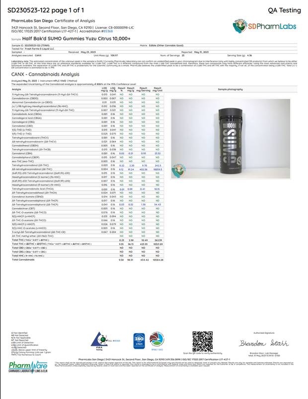HALF BAK'D - SUMO 420MG THC GUMMY - 2 PACK