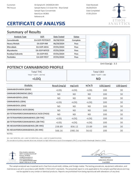 TRE HOUSE: THC-A LIVE ROSIN DISPSOABLE - 3.5G