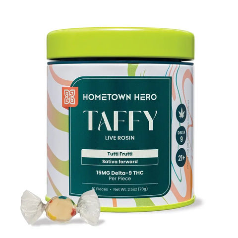 HOMETOWN HERO: TUTTI FRUTTI DELTA 9 THC TAFFY (SATIVA) - 250MG