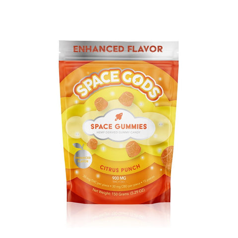 SPACE GODS: ENHANCED FLAVOR 1:1 DELTA-9 THC + CBD SPACE GUMMIES - 900MG